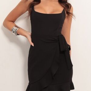Lucy in the Sky Ruffle Tie Dress in Black